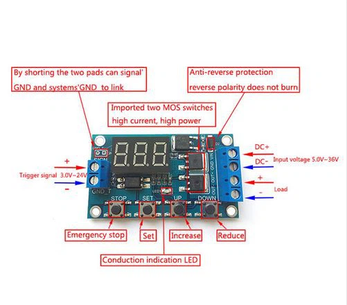 Trigger Cycle Timing Delay Switch Circuit Double MOS Tube Control Board Instead Of The Relay Module 12V 24V